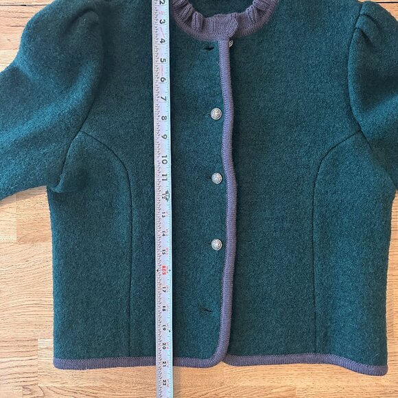 Vintage Kenneth Gordon New Orleans 100% Wool Emerald Green Sweater Jacket Size L - Picture 15 of 16